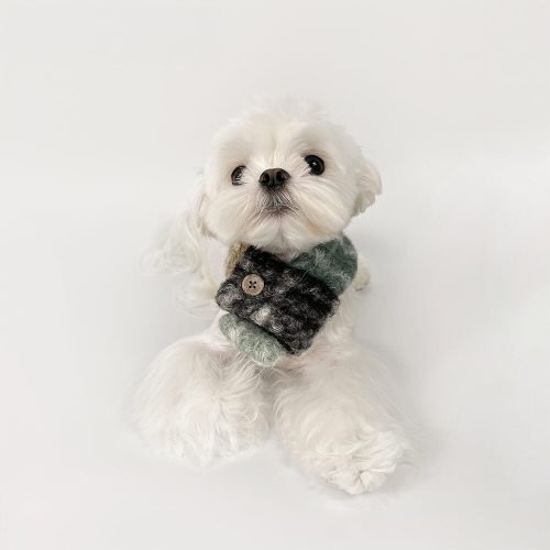 FunnyFuzzyFashionablePlaidColorBlockPlushWarmPetScarf 12