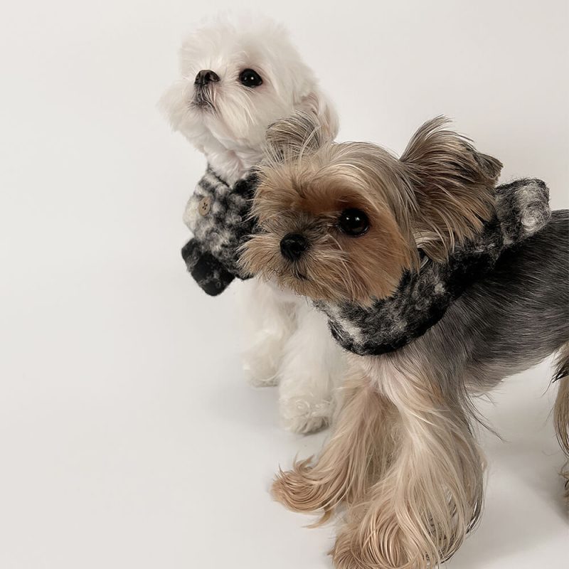 FunnyFuzzyFashionablePlaidColorBlockPlushWarmPetScarf 14