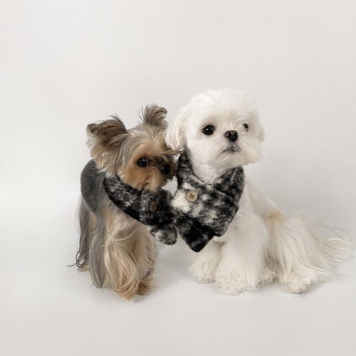 FunnyFuzzyFashionablePlaidColorBlockPlushWarmPetScarf 17