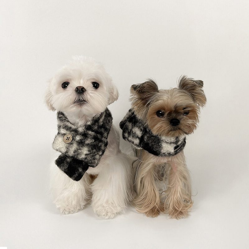 FunnyFuzzyFashionablePlaidColorBlockPlushWarmPetScarf 18