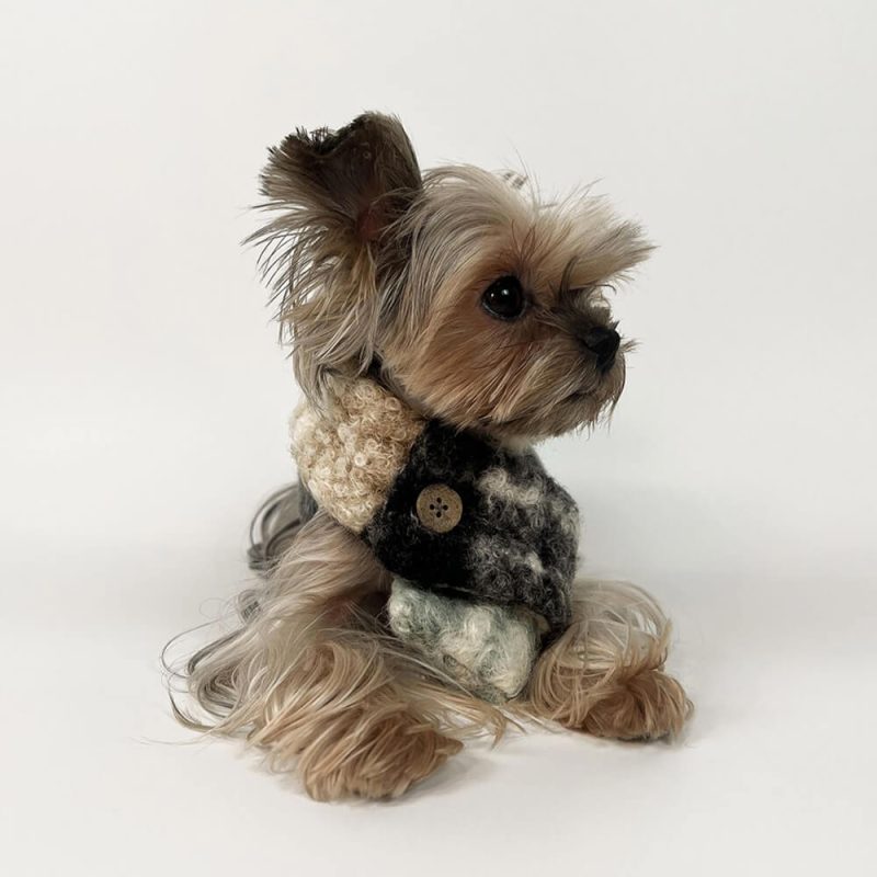 FunnyFuzzyFashionablePlaidColorBlockPlushWarmPetScarf 5