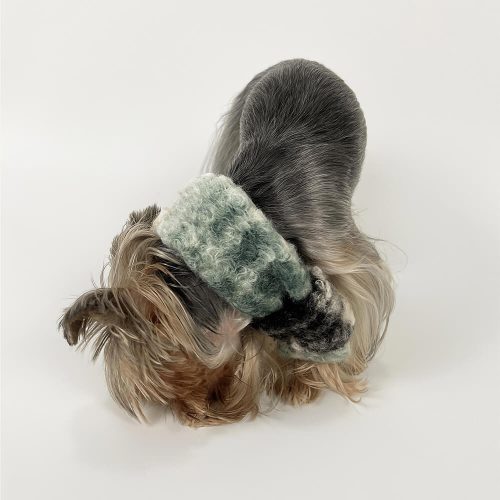 FunnyFuzzyFashionablePlaidColorBlockPlushWarmPetScarf 8