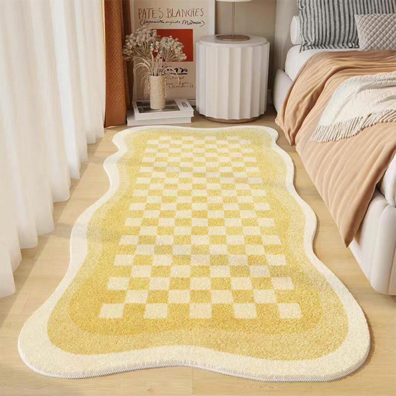 FunnyFuzzyFauxCashmereCheckerboardCozyBedsideRugIrregularShapeCarpet 5