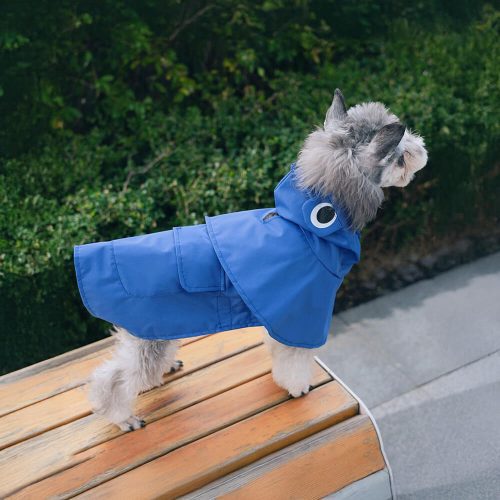 FunnyFuzzyFrog InspiredWaterproofLightweightDogHoodedPonchoRaincoat 5