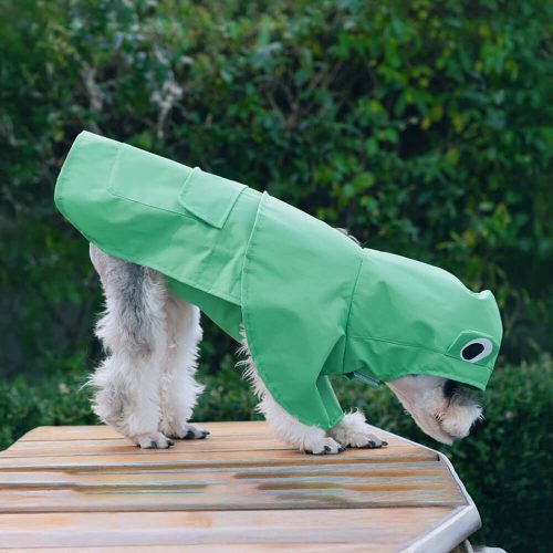 FunnyFuzzyFrog InspiredWaterproofLightweightDogHoodedPonchoRaincoat 6