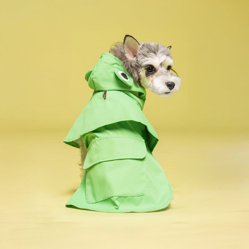 FunnyFuzzyFrog InspiredWaterproofLightweightDogHoodedPonchoRaincoat 7