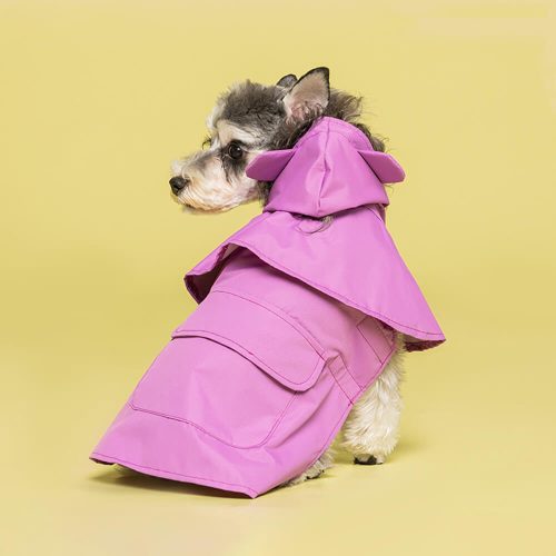 FunnyFuzzyFrog InspiredWaterproofLightweightDogHoodedPonchoRaincoat 8