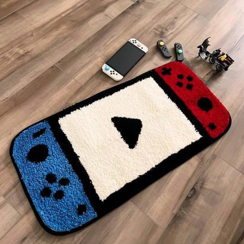 FunnyFuzzyGameControllerShapedFauxCashmerePrintedRug SoftandStylishforGamingRoomDecor 3