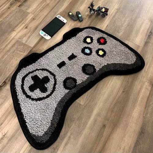 FunnyFuzzyGameControllerShapedFauxCashmerePrintedRug SoftandStylishforGamingRoomDecor 4