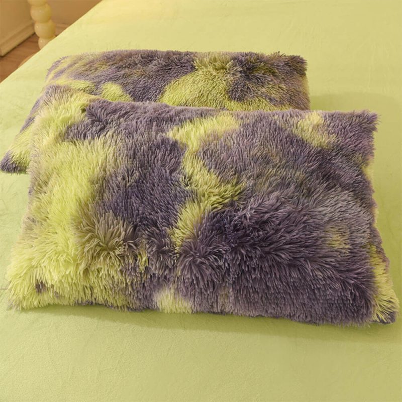 FunnyFuzzyGradientFashionLongPlushWarmBedSheetSet 20