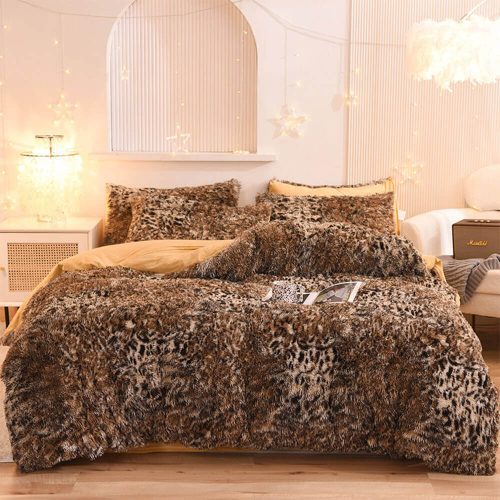 FunnyFuzzyGradientFashionLongPlushWarmBedSheetSet 22