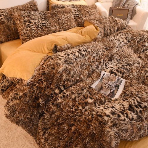 FunnyFuzzyGradientFashionLongPlushWarmBedSheetSet 41