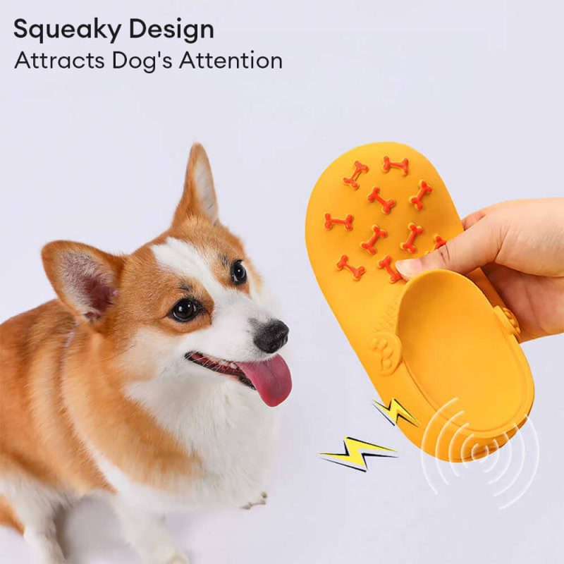 FunnyFuzzyLatexSlipperSqueakerInteractiveDurableTeethCleaningDogToy 2