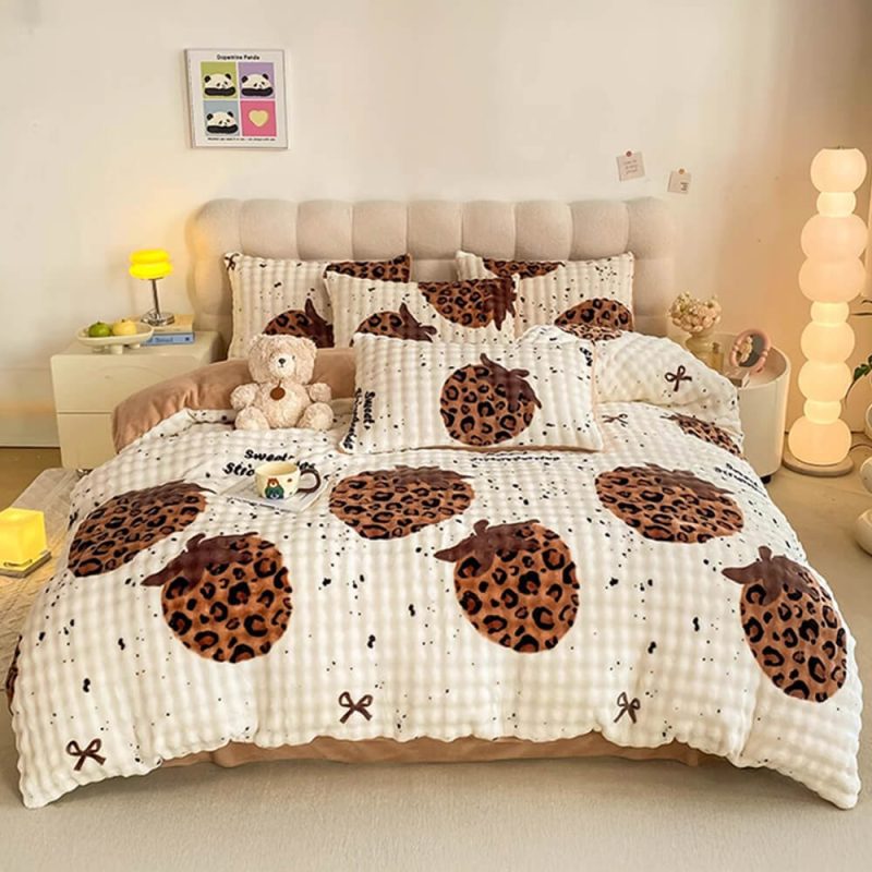 FunnyFuzzyLeopardPrintMilkVelvetUltra SoftCozyBedSheetSet 9