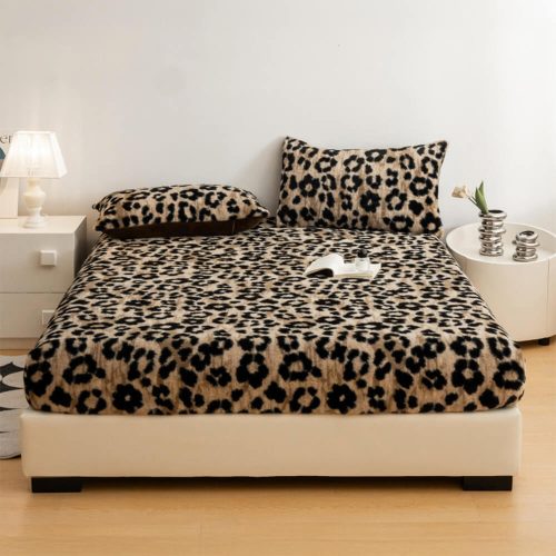 FunnyFuzzyLeopardPrintThickenedFauxRabbitFurWarmFittedSheetMattresCover 14 fc7ed30f 215a 4465 a941 0d7fdefca983