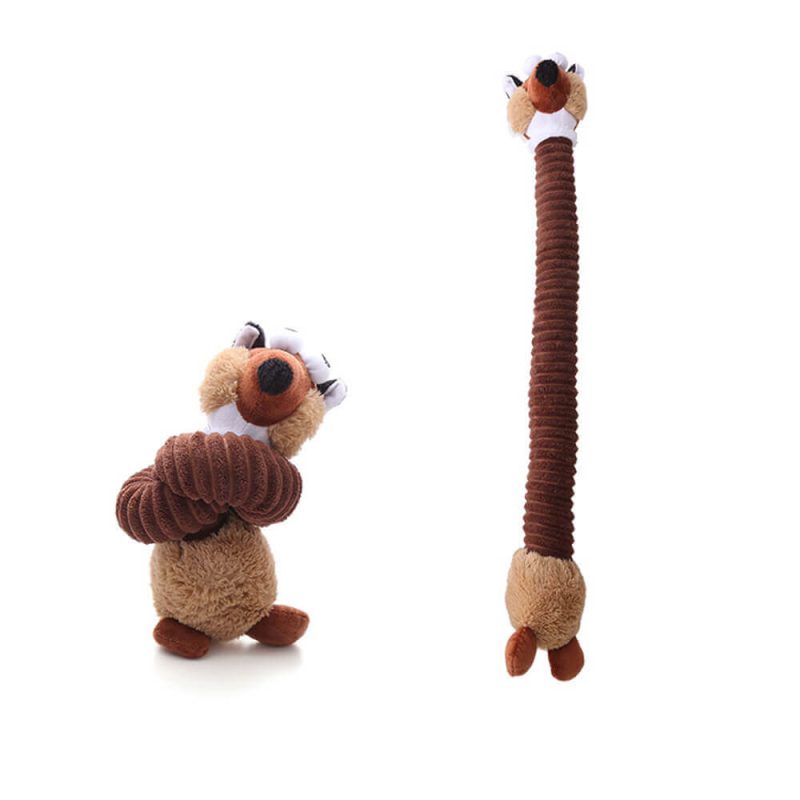 FunnyFuzzyLongNeckAnimalSqueakyPlushDogToyInteractiveChewToy 11