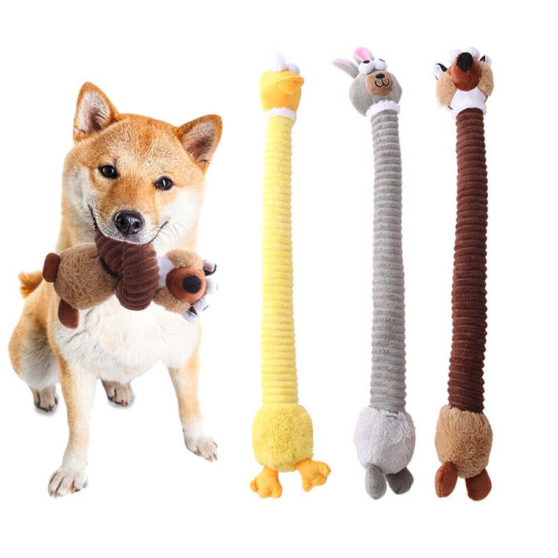 FunnyFuzzyLongNeckAnimalSqueakyPlushDogToyInteractiveChewToy 8