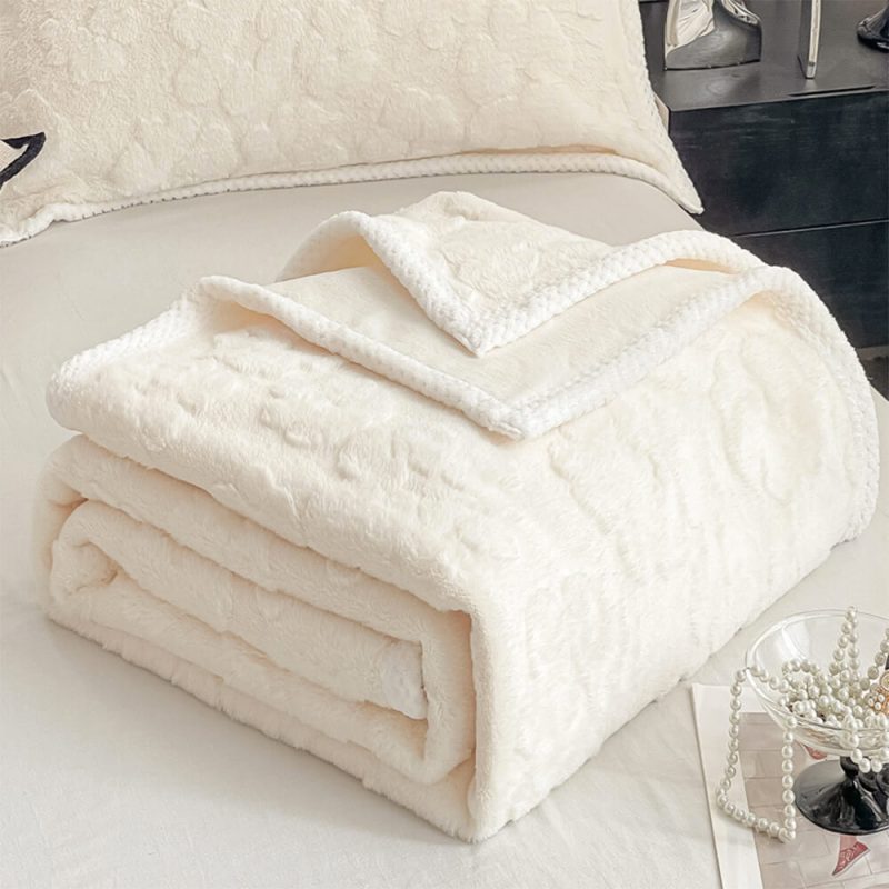 FunnyFuzzyLuxuryFauxRabbitFurSoftBreathableEmbossedBlanket 17