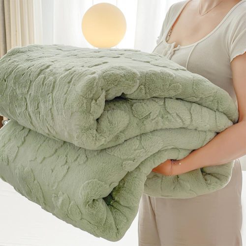 FunnyFuzzyLuxuryFauxRabbitFurSoftBreathableEmbossedBlanket 19