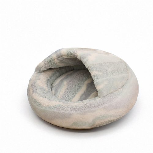 FunnyFuzzyLuxuryMarbleStripedCozySemi EnclosedCaveDog CatBed 10