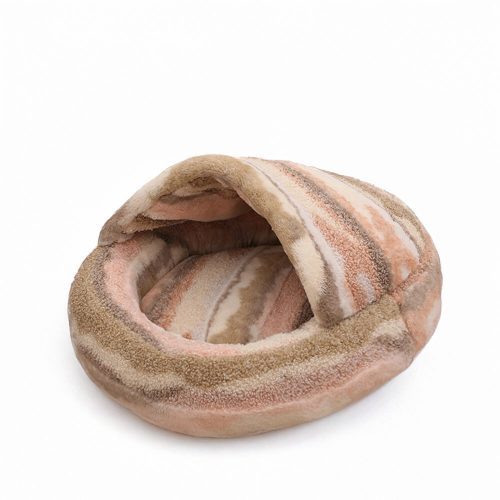 FunnyFuzzyLuxuryMarbleStripedCozySemi EnclosedCaveDog CatBed 8