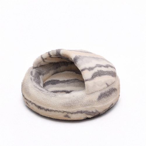 FunnyFuzzyLuxuryMarbleStripedCozySemi EnclosedCaveDog CatBed 9