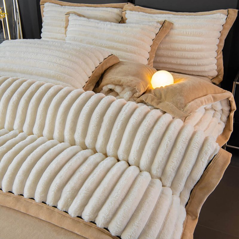 FunnyFuzzyLuxuryRabbitFurDouble SidedWarmWaveBedSheetSet 13