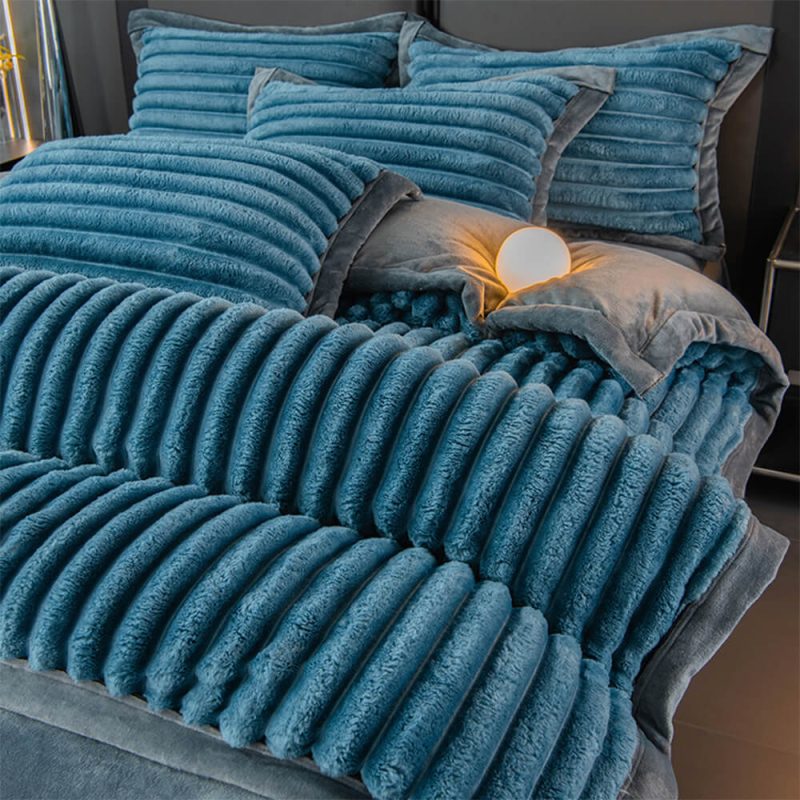 FunnyFuzzyLuxuryRabbitFurDouble SidedWarmWaveBedSheetSet 14