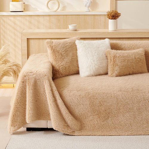 FunnyFuzzyLuxurySkin FriendlyLongFauxFurOne PieceMultiFunctionalCouchCover 1