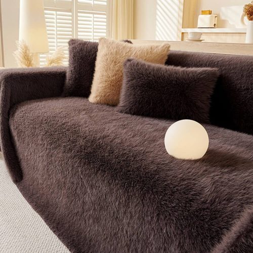 FunnyFuzzyLuxurySkin FriendlyLongFauxFurOne PieceMultiFunctionalCouchCover 11