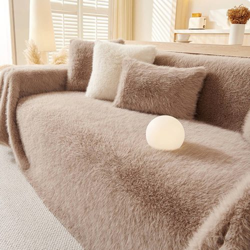 FunnyFuzzyLuxurySkin FriendlyLongFauxFurOne PieceMultiFunctionalCouchCover 12