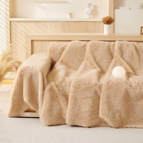 FunnyFuzzyLuxurySkin FriendlyLongFauxFurOne PieceMultiFunctionalCouchCover 8