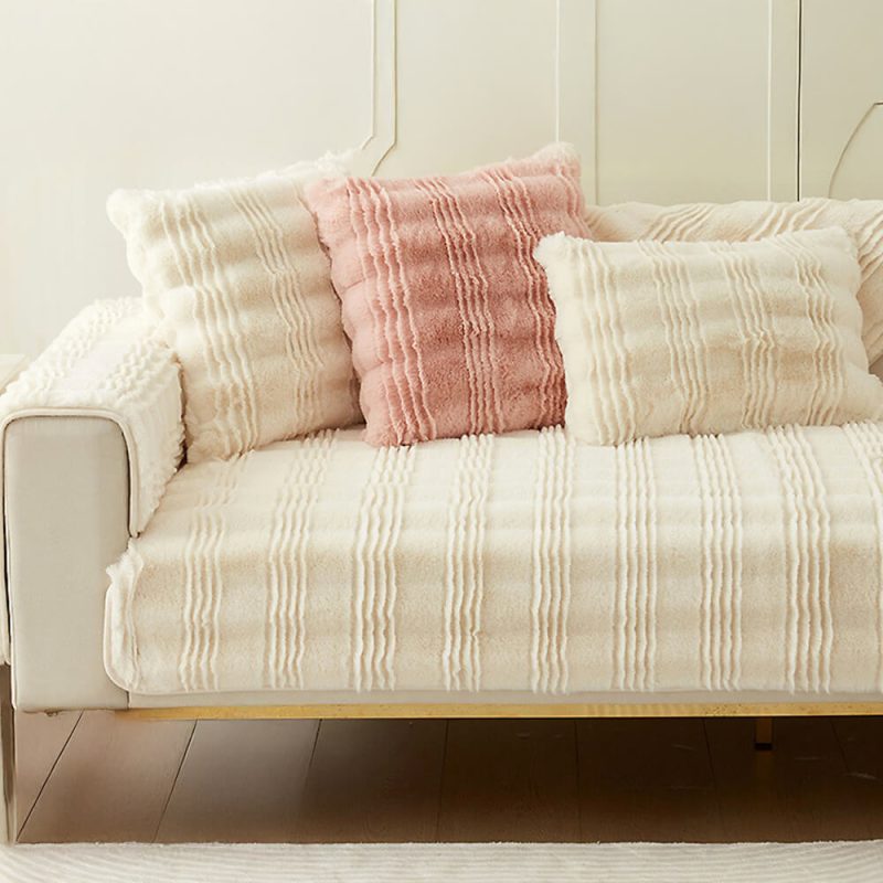 FunnyFuzzyModernComfortableFauxRabbitFurAnti SlipCouchCover 12