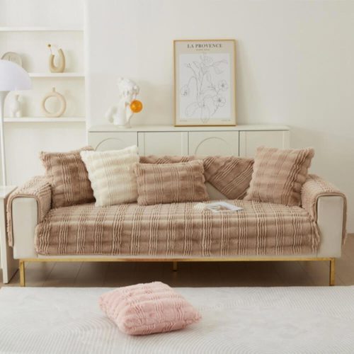 FunnyFuzzyModernComfortableFauxRabbitFurAnti SlipCouchCover 16