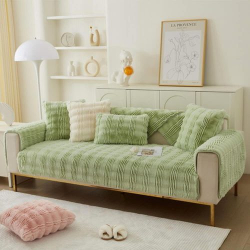 FunnyFuzzyModernComfortableFauxRabbitFurAnti SlipCouchCover 3