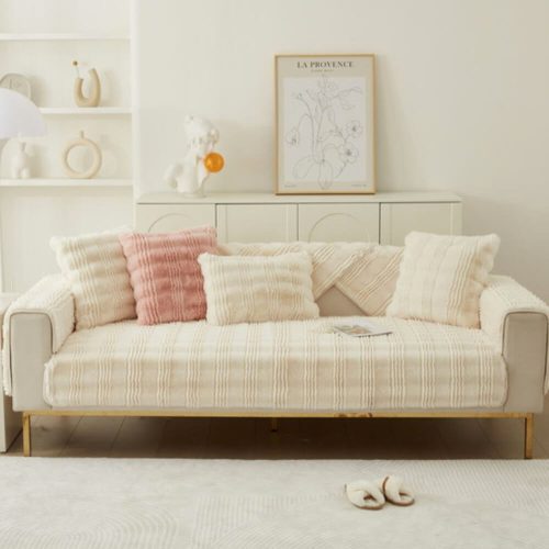 FunnyFuzzyModernComfortableFauxRabbitFurAnti SlipCouchCover 5