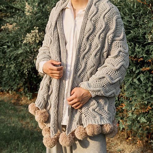 FunnyFuzzyNordicStyleChenillePomPomCozyThrowBlanketwithPillowcase 4