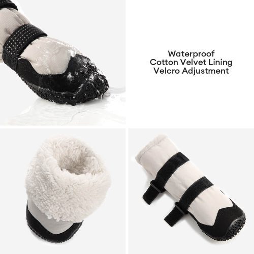 FunnyFuzzyOutdoorWaterproofDurableRubberPaddedWarmReflectiveLongDogBoots 5