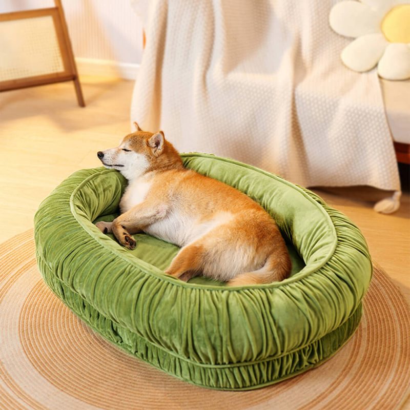 FunnyFuzzyOvalOrthopedicSupportCozySleepingDetachableDog CatBed 2