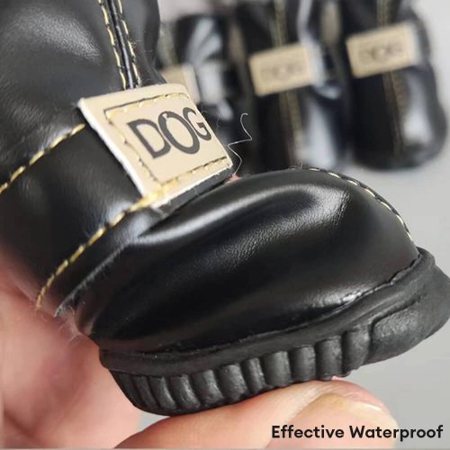 FunnyFuzzyPULeatherWaterproofAnti SlipPlushLinedDogBoots 2 62c3d6a4 2c71 40ba 8af0 4b1aed895477