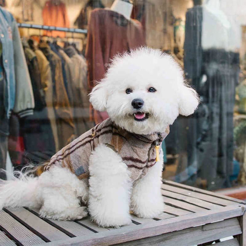 FunnyFuzzyPlaidSkin FriendlyFleeceEmbroiderywithLeashOpeningDogJacket 14