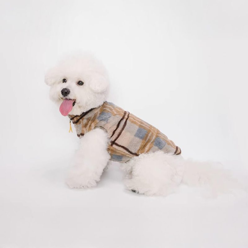 FunnyFuzzyPlaidSkin FriendlyFleeceEmbroiderywithLeashOpeningDogJacket 6