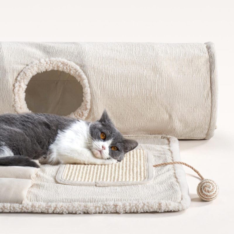 FunnyFuzzyPlayInteractiveRestFoldableSkin FriendlyCatTunnelSleepingMat 4