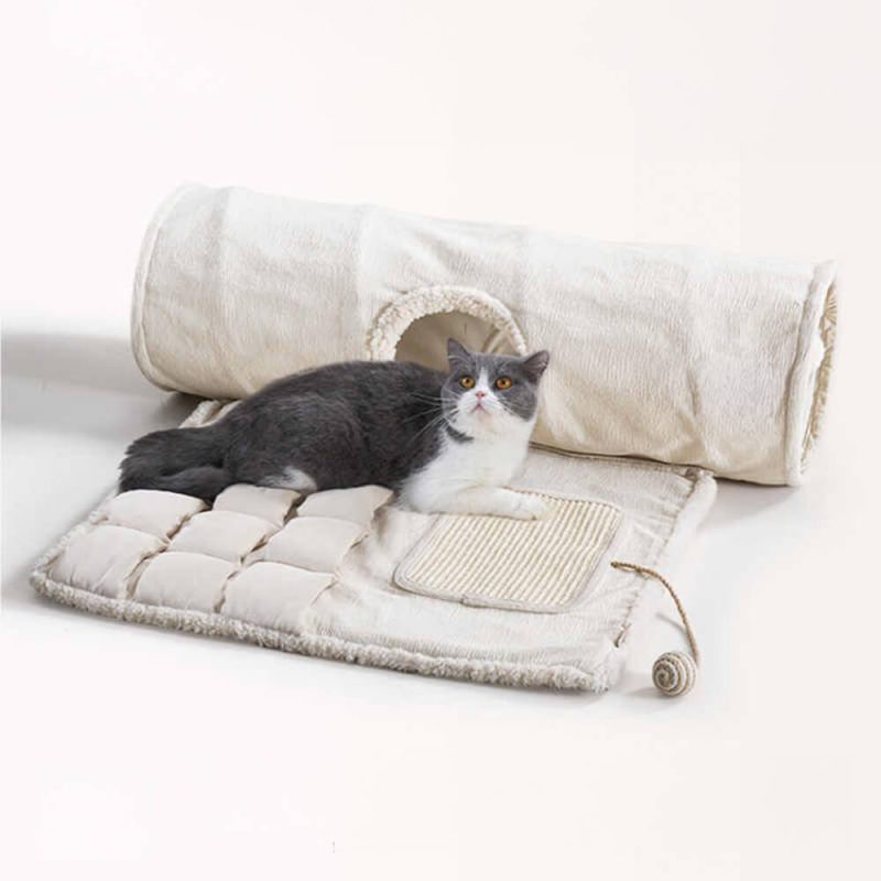 FunnyFuzzyPlayInteractiveRestFoldableSkin FriendlyCatTunnelSleepingMat 6