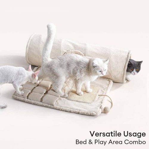 FunnyFuzzyPlayInteractiveRestFoldableSkin FriendlyCatTunnelSleepingMat 7