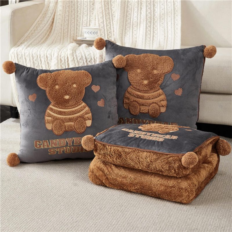 FunnyFuzzyPlushBearCarTravelNap2in1CushionPillowBlanket 15