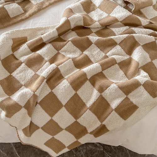 FunnyFuzzyPlushColor BlockCheckerboardThrowBlanket 2