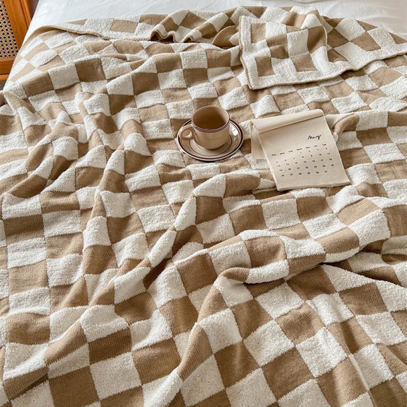 FunnyFuzzyPlushColor BlockCheckerboardThrowBlanket 4