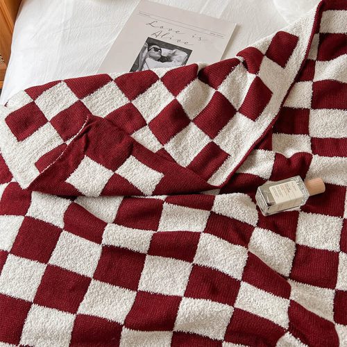 FunnyFuzzyPlushColor BlockCheckerboardThrowBlanket 5