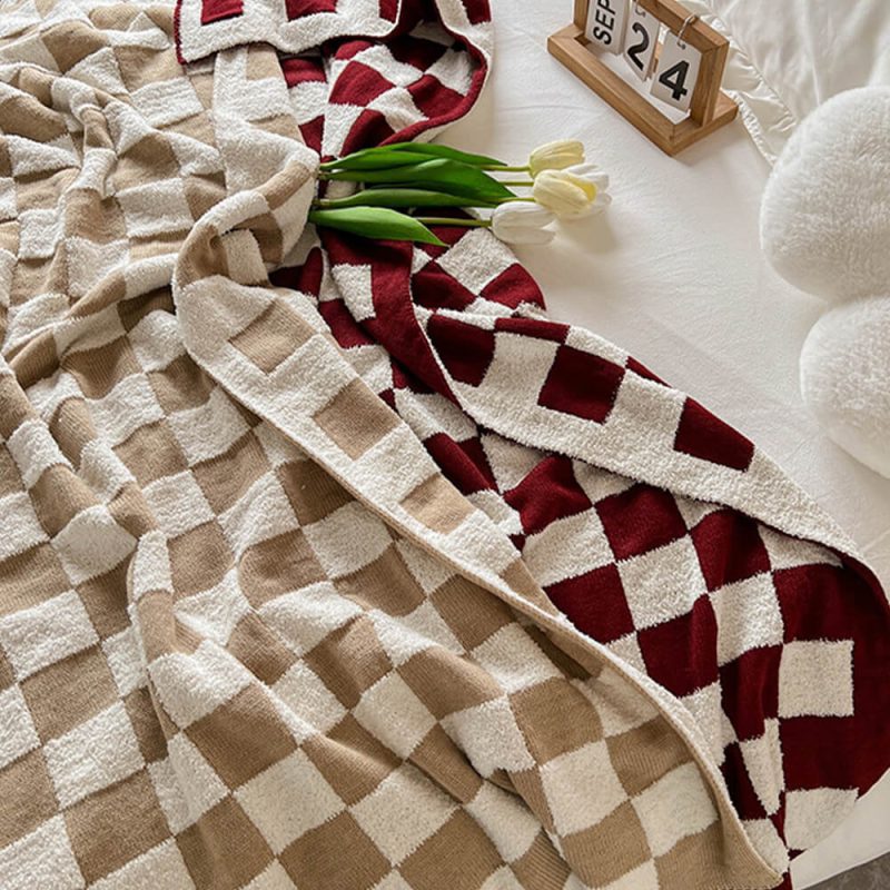 FunnyFuzzyPlushColor BlockCheckerboardThrowBlanket 6